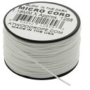  蓄光素材 Glow White ( 白 ) 蓄光パラコード , マイクロコード Glow , 太さ約1.18mm , Glow In The Dark Micro Cord , アメリカ Atwood Rope 社製 , 暗闇で光るロープ ※画像は125ftです。お届けはご注文時の長さ分のみになります。