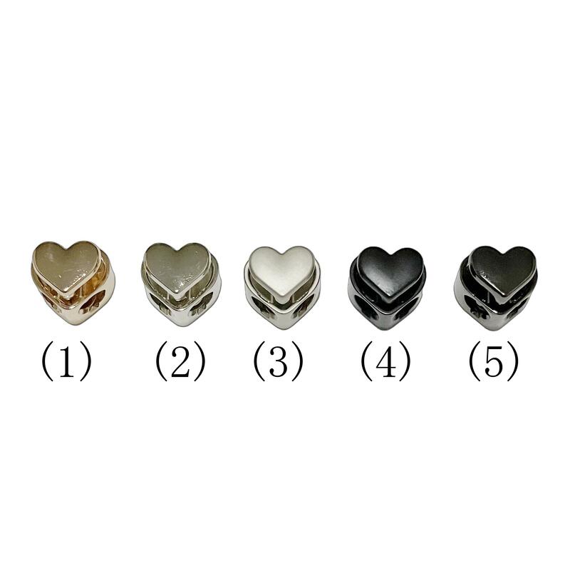 【ネコポス便対応】ベーシックデザイン ハート メタル 金属（合金） ハート型 コードロック 2つ穴 パラコード ストッパー , コードロック シューレースストッパー 靴紐 留め具 金具 ※ご注文時にサイズ、色を指定してください。 ※1個の価格です。金属製コードロック