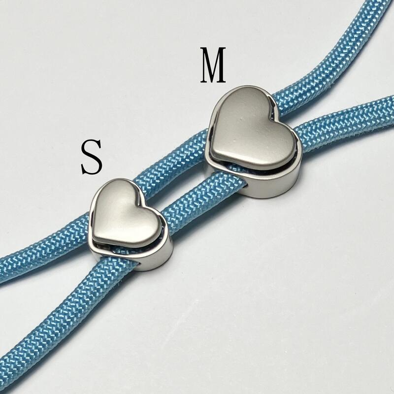 【ネコポス便対応】ベーシックデザイン ハート メタル 金属（合金） ハート型 コードロック 2つ穴 パラコード ストッパー , コードロック シューレースストッパー 靴紐 留め具 金具 ※ご注文時にサイズ、色を指定してください。 ※1個の価格です。金属製コードロック