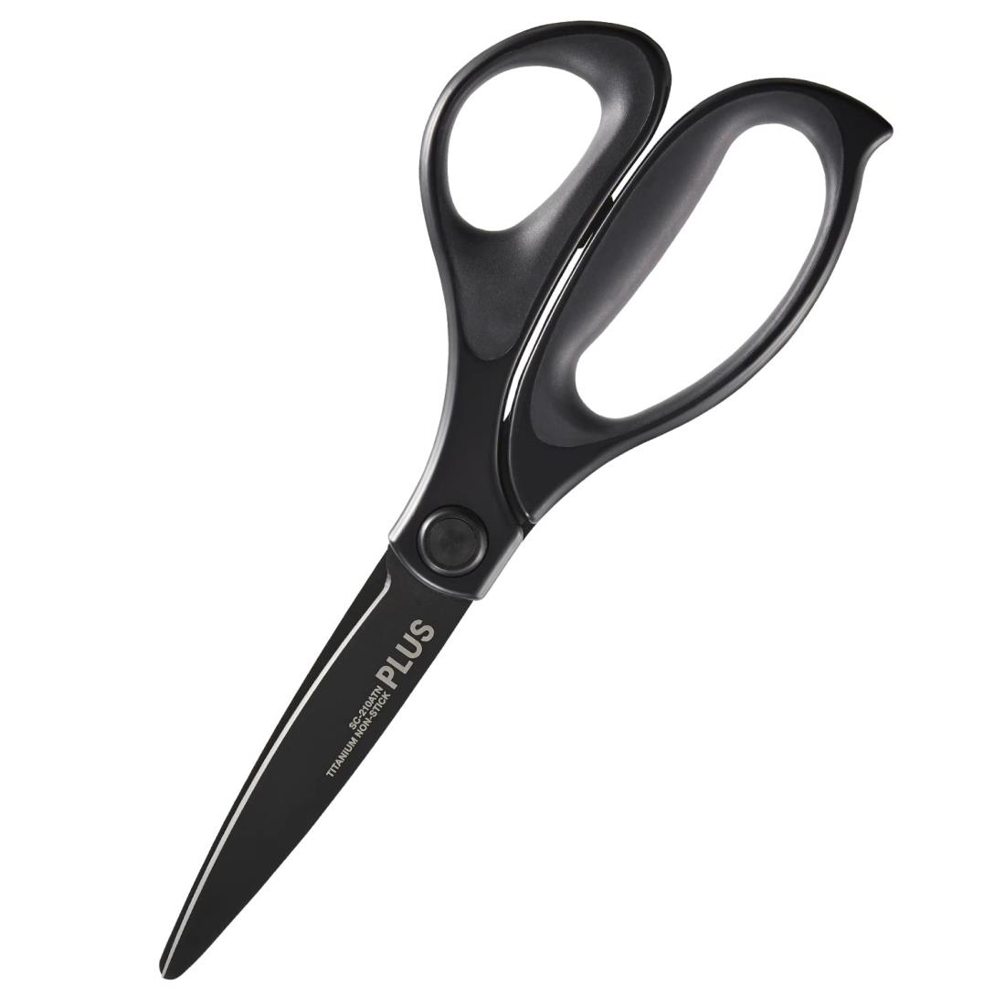 プラス はさみ フィットカットカーブ 30度 大型タイプ チタン3D刃 ベタつかない 軽い切れ味 段ボールも切れる ブラック SC-210ATN 35-237