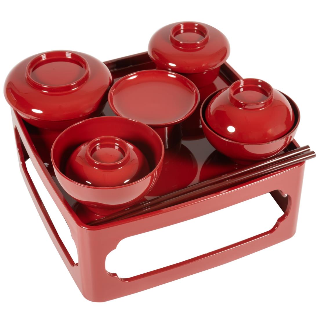 サンメニー 本格 大きな 仏膳 8.0寸 仏壇用 山中漆器 日本製 お霊供膳 お供え膳 セット 仏具 仏膳セット 仏膳器 仏膳台 現代 仏壇 仏具小物 朱 毎日のお供え お参りに 手元供養 ペット 供養 飯碗 汁椀 平椀 壺椀 高月 幅27.0×長さ24.0×高さ17.0cm [Sunmany]