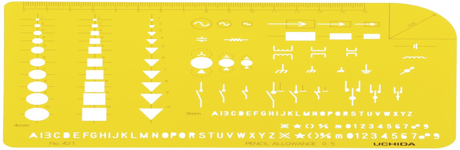 ウチダ テンプレート No.421 電気記号定規 012-0004
