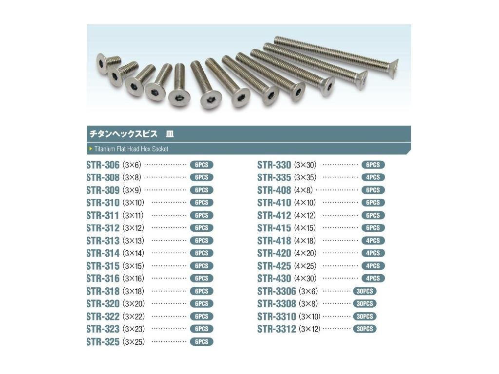 スクエア チタンヘックス皿ビス (6本入) 3×25 STR-325