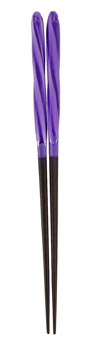 アオバ 箸 天然木 あめ玉ネジリ 紫 23cm