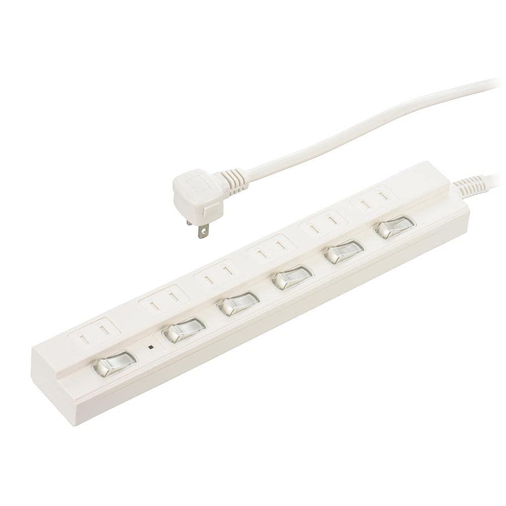 オーム電機 節電タップ 雷ガード 6個口 3m ランプ付き個別スイッチ 感電防止シャッター付きコンセント ホワイト HS-TPK63W-22 00-1578 OHM