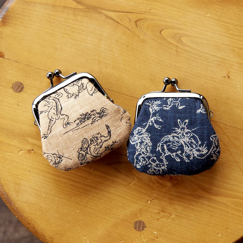 お賽銭用がま口/鳥獣戯画(紺) 朱印帳 納経帳 集印帳 かわいい