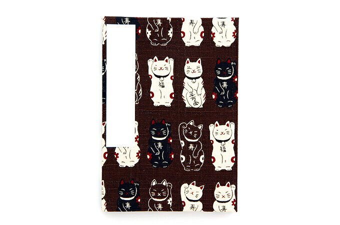 御朱印帳（納経帳）まねき猫（こげ茶）　朱印帳　納経帳　集印帳　かわいい