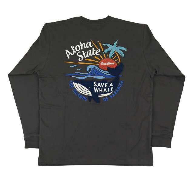 長袖 Tシャツ メンズ Hulalani Hawaii フララニ 刺しゅう ハワイアン (メンズ/チャコールグレー) 234HU1LT075 サーフブランド 送料無料 ハワイアン雑貨 ハワイアン 雑貨 ハワイ