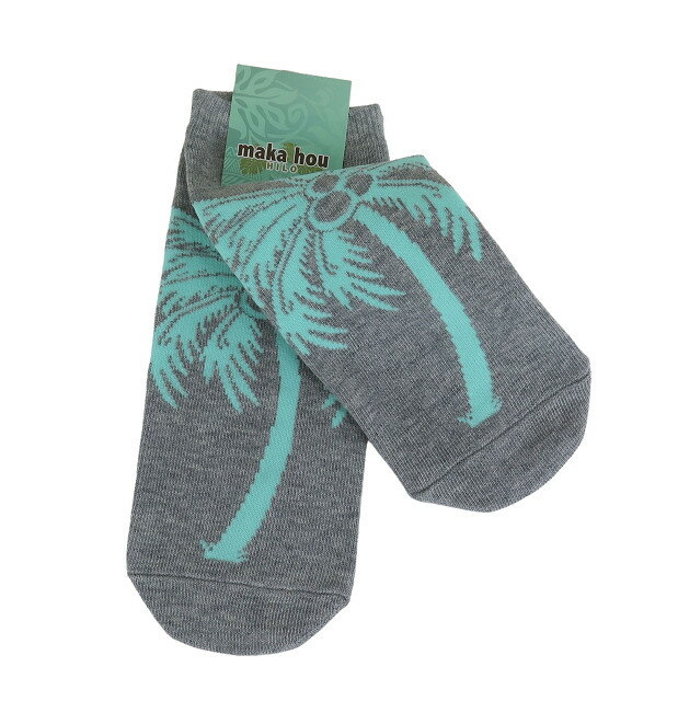 ハワイアン 雑貨 ハワイアン雑貨 スニーカーソックス 靴下 (ヤシ/グレー) メール便対応可 Makahou ギフト