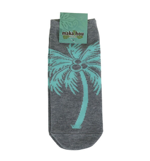ハワイアン 雑貨 ハワイアン雑貨 スニーカーソックス 靴下 (ヤシ/グレー) メール便対応可 Makahou ギフト