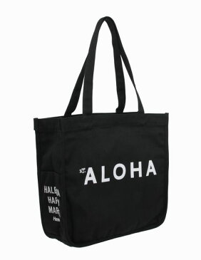 ハワイアン トートバッグ ハワイアン雑貨 ハレイワ HALEIWA アロハプリント トートバッグ(ブラック) HLBG-2010B 板底付きサーフブランド ハワイアン 雑貨 ハワイアン ハレイワ ハッピーマーケット