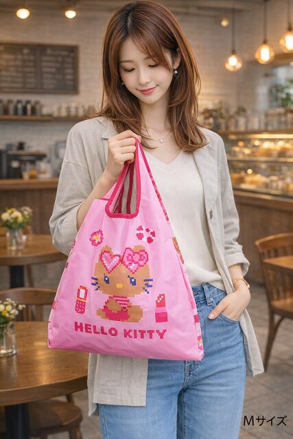 Rakuten - ハローキティ エコバッグ キティ サンリオ 買い物バッグ 日焼け キティちゃん ドットコレクション Mサイズ HELLO KITTY 雑貨 バッグ かわいい 折り畳み