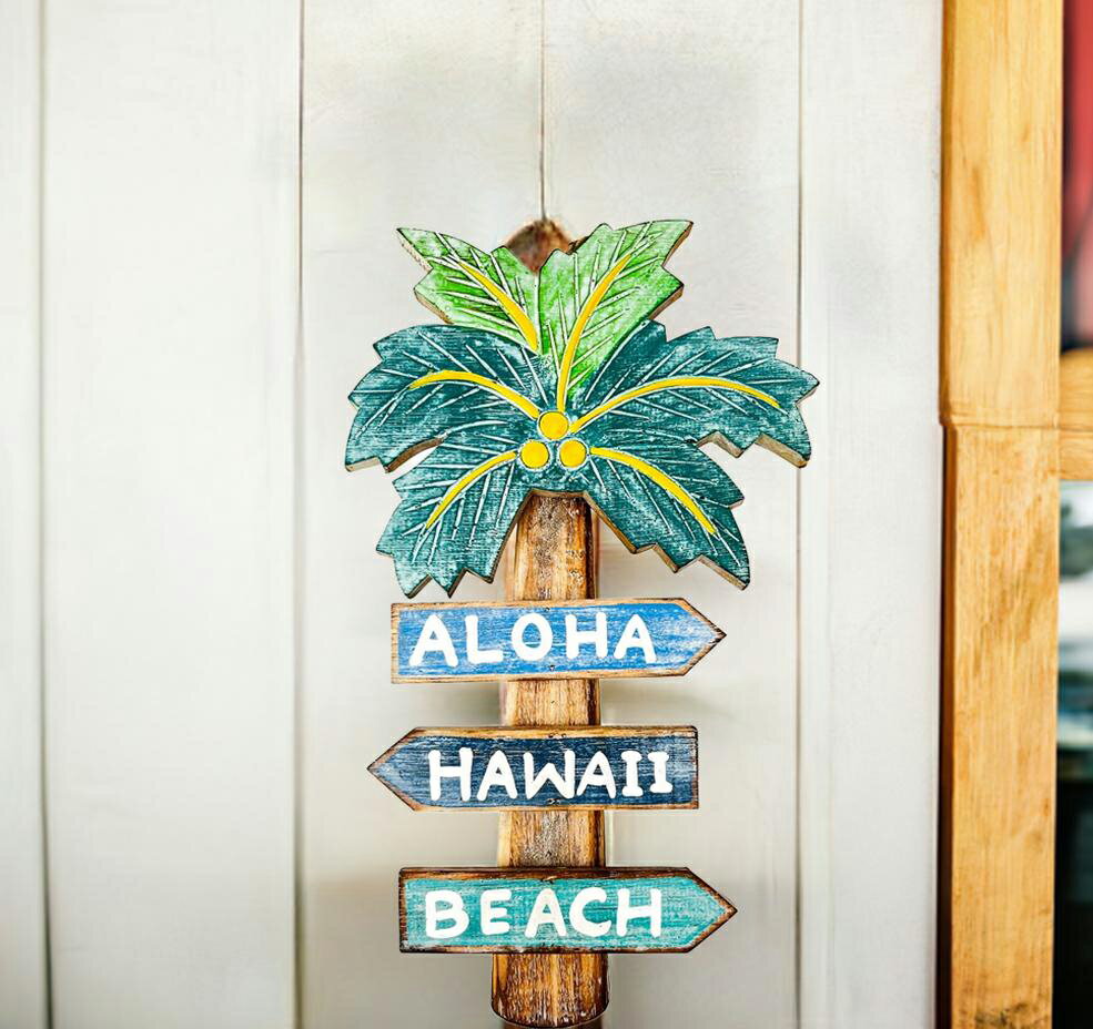 Rakuten - ハワイアン雑貨 インテリア ハワイアン ヤシ ガイドハンガー (ALOHA・HAWAII・BEACH) パームツリー ハワイ おしゃれ ハワイアンインテリア