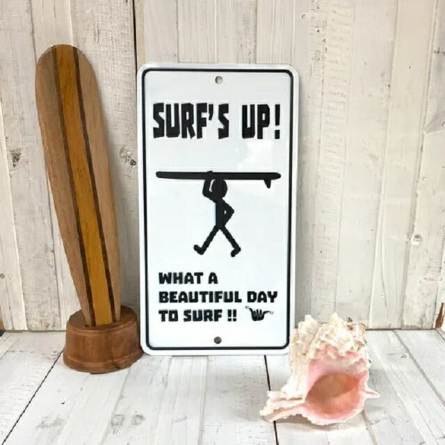 乐天商城 - ハワイアン メッセージプレート ハワイアン雑貨 インテリア 小さめ アルミメッセージプレート (SURF'S UP!) 雑貨 看板 ハワイ アルミプレート