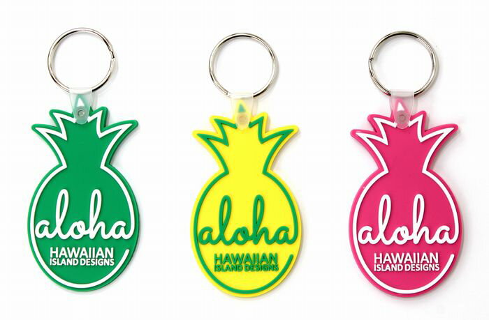 楽天ハワイアン雑貨　holoholoハワイ お土産 HID ハワイアン パイナップル aloha キーホルダー ラバー素材 ハワイアン雑貨 メール便対応可 ハワイ お土産 ハワイアン インテリア