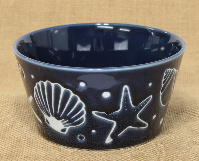 シェル柄 ボウル 中鉢 Mサイズ (ネイビー)