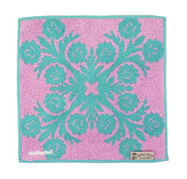 ハワイアン雑貨 holoholoのキャシーマム ミニタオル Kathy Mom Island Style ハワイアン レイアロハシリーズ ハンドタオル (ロケラニ /グリーン) タオル 新作 ハワイアン雑貨 ハワイ ギフト おしゃれ｜アングル3