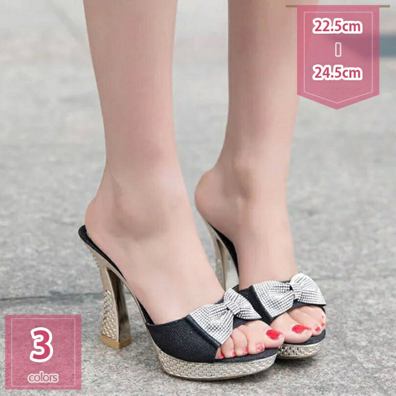 1000円OFFクーポン サンダル レディース 厚底 ミュール 蝶結び オープントゥ 柔らかい 歩き ...