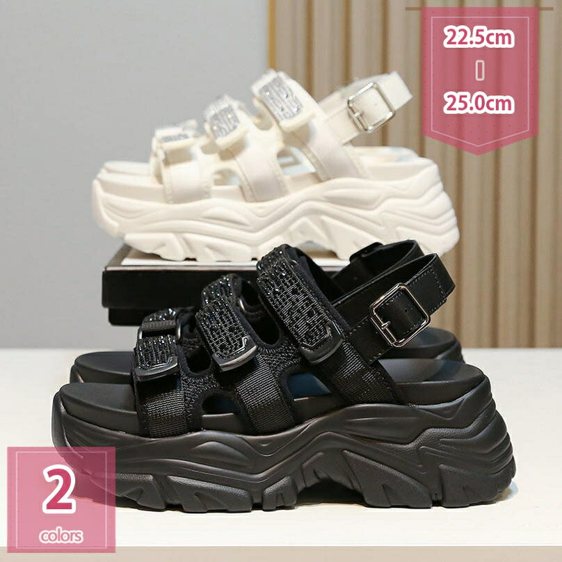 1000円OFFクーポン レディース サンダル 厚底 マジックテープ コンフォート スポーツサンダル ...