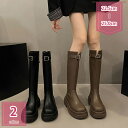 777円OFFクーポン エンジニアブーツ ロングブーツ 走れる 厚底ブーツ レディース ジップ ジョッキーブーツ 美脚 通学 太ヒール ラウンドトゥ 痛くない 長靴 防滑 防水 ベルトバックル カジュアル 疲れにくい 歩きやすい ブーツ ロング バイク用 holosbird-goods1