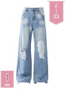1600円OFFクーポン ワイドパンツ メンズ バギー ワイド デニム Gパン ストレートパンツ ジーパン ヴィンテージ 色落ち ウォッシュ加工 holosbird-goods1