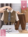 300円OFFクーポン ベビー 子供服 3点セット セットアップ 上下セット スーツ ジャージ 男の子 コート 長ズボン Tシャツ ニットベスト シャツ 長袖 ...