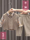 500円OFFクーポン 子供服 キッズ フォーマル スーツ 赤ちゃん 男の子 ベビー服 3点セット シャツ ニットカーディガン ズボン 子供スーツ 誕生日 卒園...
