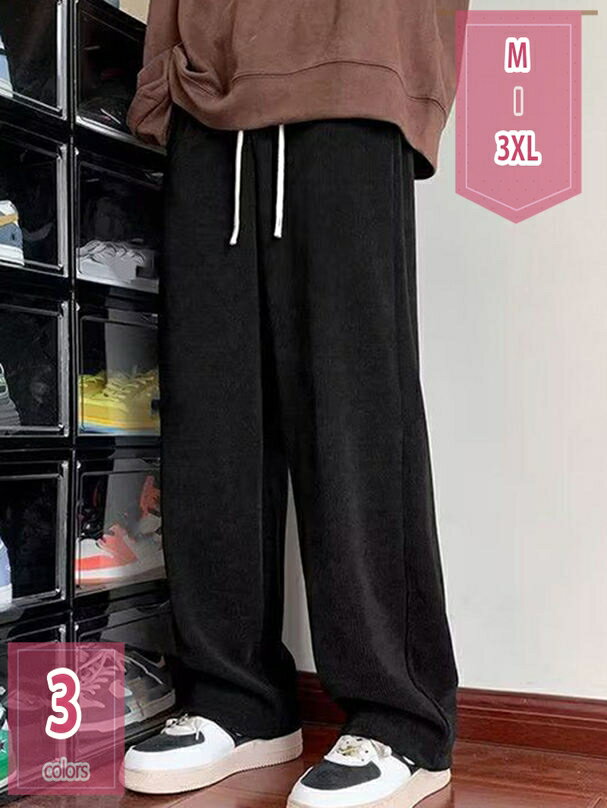500円OFFクーポン ワイドパンツ メンズ 裏起毛 秋冬 暖かい 大きいサイズ 無地 スラックス あったか ウエストゴム ボトムス イージーパンツ ロング丈 日常着 アウトドア ゆったり ポケット 防寒 かっこいい ファッション 秋服 冬服 holosbird-goods1