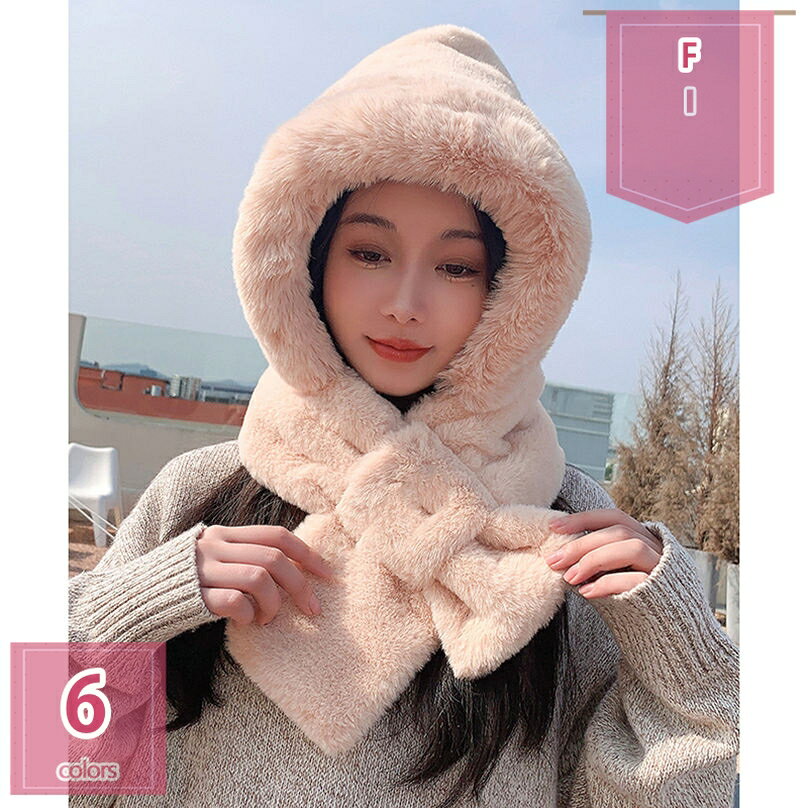 500円OFFクーポン 帽子 マフラー 一体型 レディース 冬 暖かい 鹿の角 耳当て モコモコ マフラー フー..