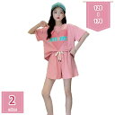 1600円OFFクーポン 子供服 セットアップ 女の子 韓国 風 キッズ ファッション 上下 2点 セット ハーフパンツ おしゃれ かわいい カジュアル 美脚 ...
