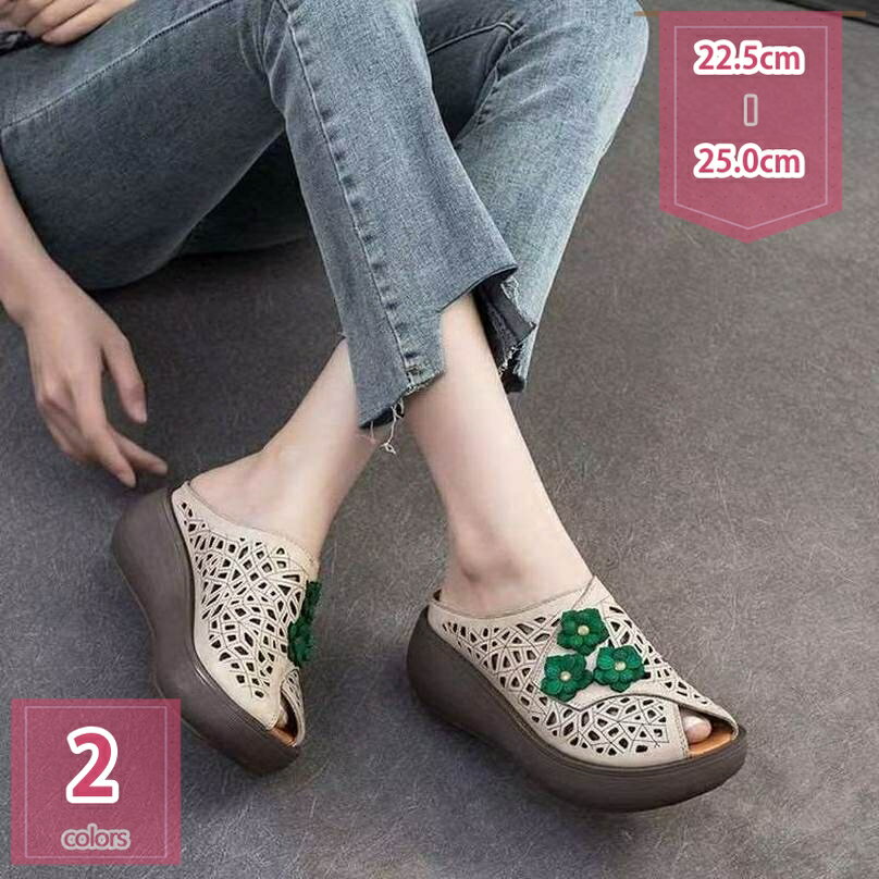 500円OFFクーポン オフィスサンダル ウェッジヒール 厚底 レディース ミュール 身長アップ オープントゥ 軽量 快適 疲れにくい 柔らかい 歩きやすい 美脚 エスニック レトロ 滑り止め 通勤 普段使い ファッション holosbird-goods1