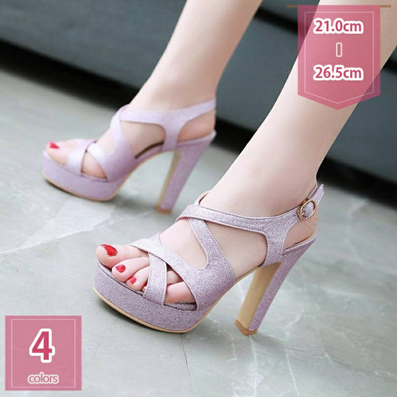 777円OFFクーポン パンプス ストラップ ハイヒール 12.5cm チャンキーヒール オープントゥ サンダル 厚底パンプス 美脚 疲れにくい 低反発 幅広 痛くない 脱げない キャバ セクシー ラメ パーティ アンクルストラップサンダル キャバクラ holosbird-goods1