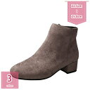 ショートブーツ レディース ブーティ 秋冬 スエード調 ローヒールブーツ 歩きやすい ブーティー 大きいサイズ ラウンドトゥ 痛くない 走れる ブーティ 美脚 チャンキーヒール 4センチ サイドジップ 履きやすい holosbird-goods1