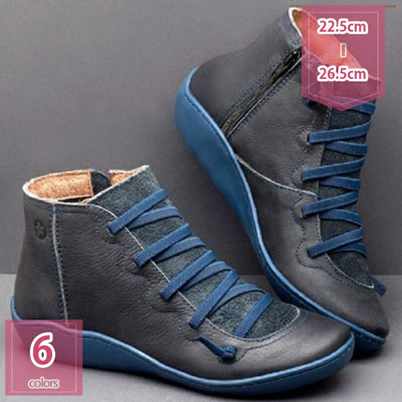 1000円OFFクーポン レディース 歩きやすい ショートブーツ ぺたんこ カジュアル ブーティー レトロ フラット 婦人靴 ハイカット ブーツ カジュアルブーツ 美脚 ママ 柔らかい 快適 滑り止め 安定感 シューズ 大きいサイズ 秋冬 アンクルブーツ holosbird-goods1