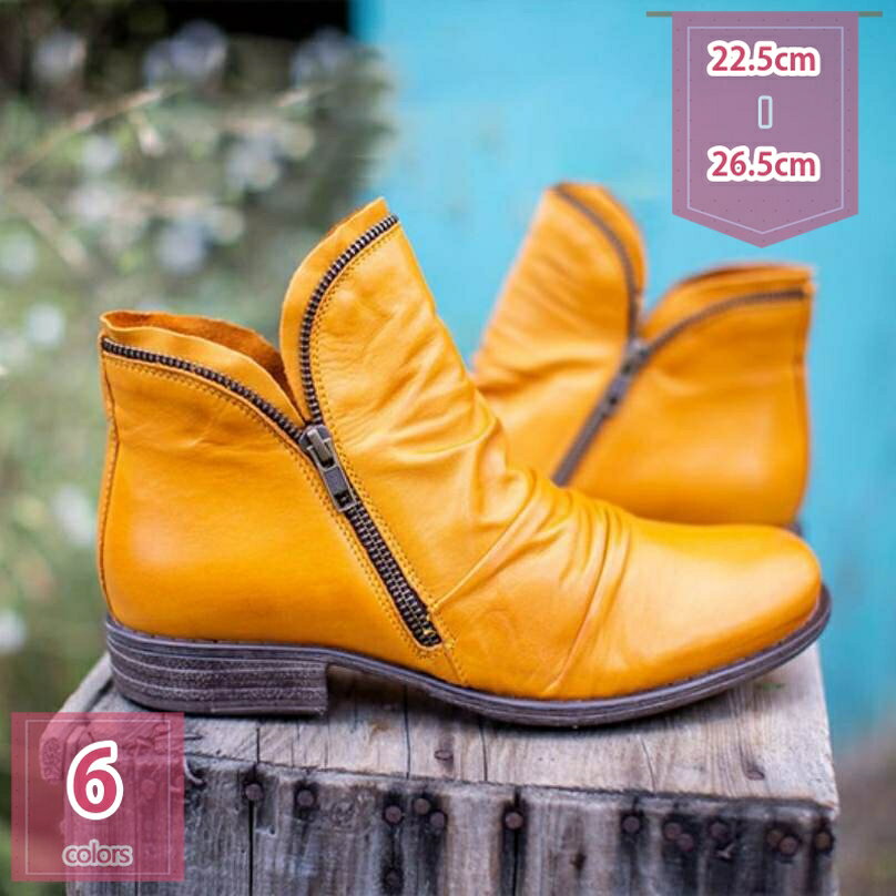 300円OFFクーポン ショートブーツ くしゅくしゅ サイドファスナー 軽量 フラット 楽 太ヒール ワイド設..