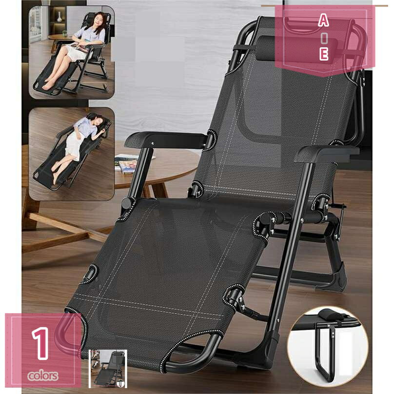リクライニングチェア 折りたたみチェア 枕つき アウトドアチェア 組立不要 折り畳みベッド ひじ掛け付き 省スペース お昼寝 耐荷重200KG 調節可能 テスリン ヘッドレスト 一人用 レジャー ヘッドサポートバー インテリア 良収納便利 贈り物 holosbird-goods1
