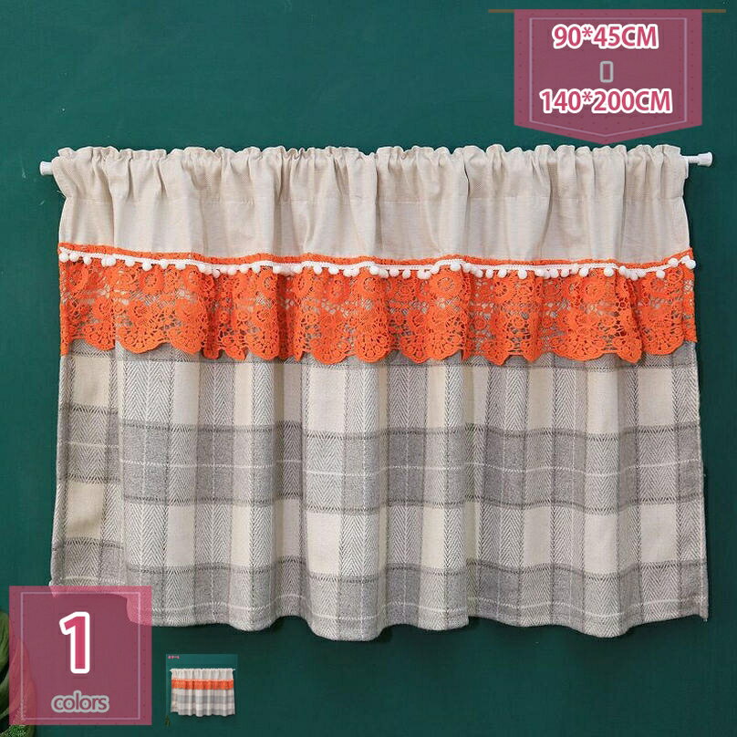 カフェカーテン 北欧風 花柄 間仕切りカーテン レース付き おしゃれ 小窓用カーテン かわいい 姫系 透け感 キッチン 目隠し 収納棚 小窓 カフェ屋 喫茶店 洗面所 出窓 インテリア 部屋 ホテル 新生活 転居祝い 贈り物 holosbird-goods1