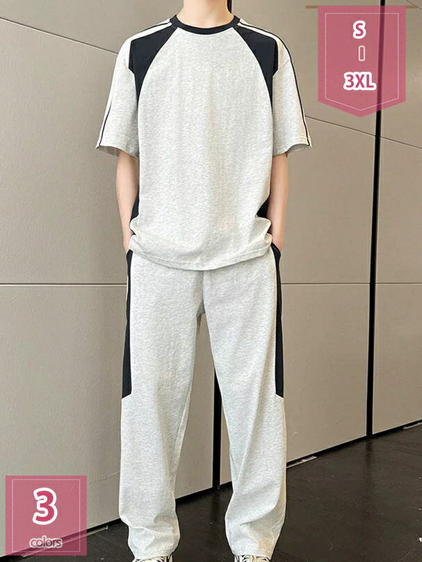 表地：ポリエステルメイン素材：ポリエステル【セット内容】Tシャツ+ロングパンツ。トップスが着るだけでこなれ感をアップしてくれます。ロングパンツは太ももにスキマができるようにワイドシルエットで仕上げました！【快適生地】柔らかく通気性の良い生地を使用。シワになりにくく、肌触りサラッとした清涼感をキープ。吸汗速乾機能により、スポーツ時でもべたつかない快適さが特長です。【便利なディテール】ウェストはゴムと紐で調節しやすくなって、リラックス感とストレスフリーでフィットな穿き心地。両サイドにポケットをしっかりと配置、機能性もアップ！【スタイル】カジュアルな雰囲気と使いやすさで、着回し力の高い半袖tシャツ、ロングパンツ上下セットは、個性デザインながっていて印象的が高いです。【適用の場合】普段使いはもちろん、ウォーキング、ジョギング、体操、ダンス、自転車通勤や通学、お買い物やお出 かけ、お子様の送迎、旅行やアウトドア、散歩やウォーキング、ジョギングやスポーツ、部屋着など幅広く大活躍します。【商品仕様】 素材：ポリエステル、その他 対象：メンズ サイズ：S-3XL （単位：cm）サイズ表によって選択ください。　 季節：春 夏 秋 セット内容：半袖tシャツ＆ロングパンツ2点セット 【選ばれる理由】 盛夏に向けて通気性が良い素材を使用。 軽くてサラッと着れる肌触りのいい生地なので、ごわつきなく着用できるシャツセットアップです。 シーズンや流行に左右されないクルーネックのビッグTはメンズなら何枚でも持っていたい商品。 半袖＆短ズボンならではの開放感で、 蒸し暑い夏の夜も快適にお過ごいいただけます。 上下別で活用いただけるので、これ1着で色んなコーデを楽しめます！ ウエストはゴムで 適度に効いて、紐付きで便利です。 野暮ったくなり過ぎず、楽に履いていただける採寸にこだわりました。 【注意事項】 ※表示サイズがある場合、多少の誤差(約1-3cm、)が生じる場合がございます。 ※製造上、細かな汚れやシワ糸のほつれが発生する場合がございます。 ※モニターの発色の具合によって実際のものと色が異なる場合が御座います。 【関連キーワード】セットアップ 2点セット 大きいサイズ 小さいサイズ カジュアル リクルート 卒園式 卒業式 入学式 入園式 お宮参り 七五三 結婚式 パーティー 謝恩会 通勤 服装 スカート パンツ 春 夏 秋掲載内容は検索参考用であり、製品説明を構成するものではなく、実際セットアップ 夏 キッズ 160 大きいサイズ メンズ スポーツ メンズ レディース 部屋着 夏用部屋着セットアップ メンズ スーツ セットアップ キッズ 夏 女の子 夏 男の子 スポーツセットアップ レディース 春 カジュアル パンツ 4L トレンド綺麗見せパンツ 50代 スウェット 夏 スカート 綿 白 ジャージ スウェットパーカー 高身長 フォーマル スカートセットアップ キッズ 130 女の子 男の子 100 大きいサイズ スーツ 半袖 春 キッズ 半袖 半袖 セットアップ キッズ スポーツ デニム セットアップ キッズ ダンス　男の子 ダンス 女の子 夏スウェット素材 セットアップ レディース 夏 礼服 韓国 夏服 レディース 韓国 セットアップ きれいめ パンツ 春 きれいめ 春服 レディース セットアップ きれいめ
