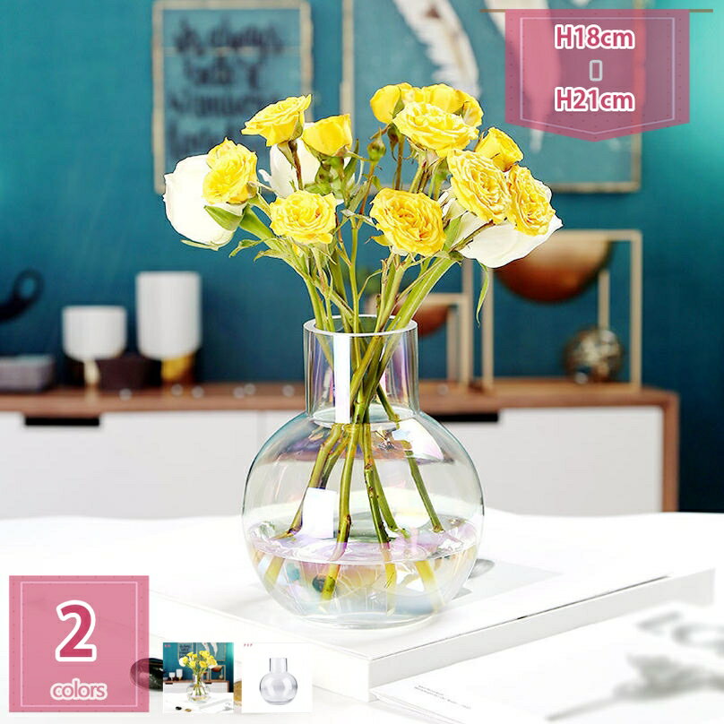 300円OFFクーポン ガラス 花瓶 花器 丸い 円形 丸型 ガラス花瓶 おしゃれ 大 北欧 花瓶 18cmフラワーベース 透明 広口 大きい 21cm ガラス花器 水栽培 ガラスボトル ガーデン ガラスベース モダン インテリア 部屋 玄関 リビング 飾り 花瓶 holosbird-goods1
