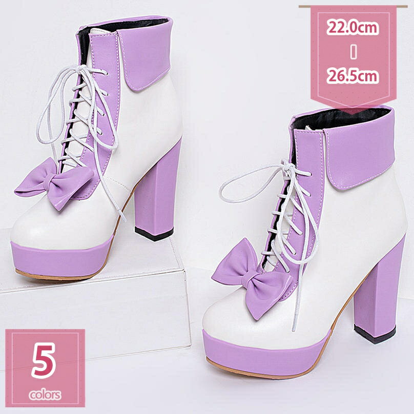 777円OFFクーポン ショートブーツ ハイヒール レディース ショートブーティー 前厚 厚底 12cm 蝶結び 超ハイヒール レースアップ 太ヒール 美脚 お嬢様風 ロリータシューズ レース 舞台 cosplay かわいい 女の子 学院風 パーティー 秋冬 holosbird-goods1