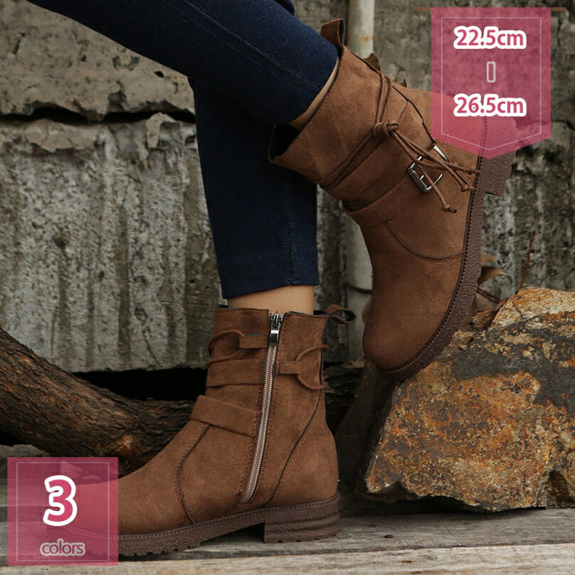 1000円OFFクーポン ブーツ ワークブーツ バイクブーツ エンジニアブーツ レディースブーツ カジュアルブーツ ショートブーツ 革靴 軽量 ラウンドトゥ 歩きやすい 柔らかいソール 滑り止め 履きやすい サイドジップ 通勤 カジュアル 大きいサイズ holosbird-goods1