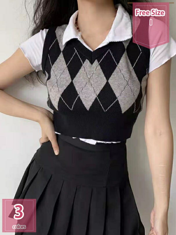 500円OFFクーポン Vネック ニットベスト レディース ゆったり セーター 可愛い ノースリーブ ファッション チョッキ カジュアル 学院風 トップス 通学...