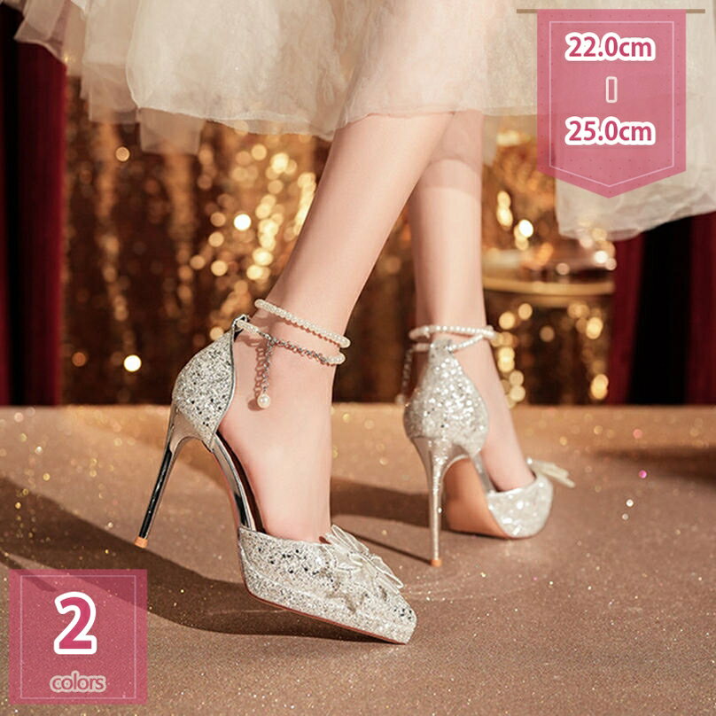 777円OFFクーポン ブライダルシューズ 披露宴 ストラップ パーティー 大人 上品 リボン コスプレ サンダル 厚底 グリッター セパレート ハイヒール 11cm ポインテッドトゥ 美脚 ウェディングシューズ ピンヒール レディース エレガント holosbird-goods1