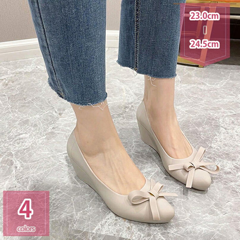 1000円OFFクーポン ウェッジヒール ラバーパンプス レディース 美脚 パーティー 結婚式 歩きやすい オフィス カジュアル 滑り止め レインシューズ スリッポン 生活防水 ポインテッドトゥ 痛くない 疲れない holosbird-goods1