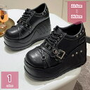 1600円OFFクーポン 厚底ブーツ 編み上げ ブーツ レディース靴 バックル ゴシック ロリィタ PUNK パンク 舞台 歩きやすい ハロウィン 男女兼用 コスプレ ショートブーツ レースアップ シークレット レディース ジップアップ holosbird-goods1