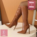 ポインテッドトゥ プラットフォーム ストレッチ ロングブーツ レディース ロングブーツ ピンヒール ブーツ ロング ヒールブーツ レディース ハイヒール 長ブーツ 大きいサイズ 歩きやすい holosbird-goods1