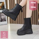 ストレッチブーツ 厚底ブーツ スニーカーブーツ ショートブーツ レディース 黒 ヒール高さ レディースブーツ 合皮 柔らかい ソフトレザー ラウンドトゥ バックファスナー ストレッチ素材 タイト holosbird-goods1