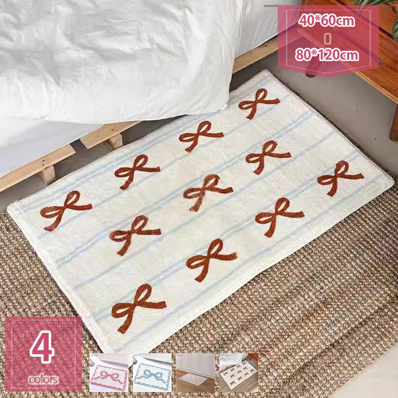 777円OFFクーポン お風呂 ふわふわ ラグカーペット マイクロファイバー 滑り止め 足ふきマット 吸水速乾 快適 かわいい やわらか キッチン バスマット 蝶結び リボン デザイン 吸水性 速乾性 多用途 カーペット 浴室 おしゃれ 厚手 脱衣所 浴室 台所 holosbird-goods1