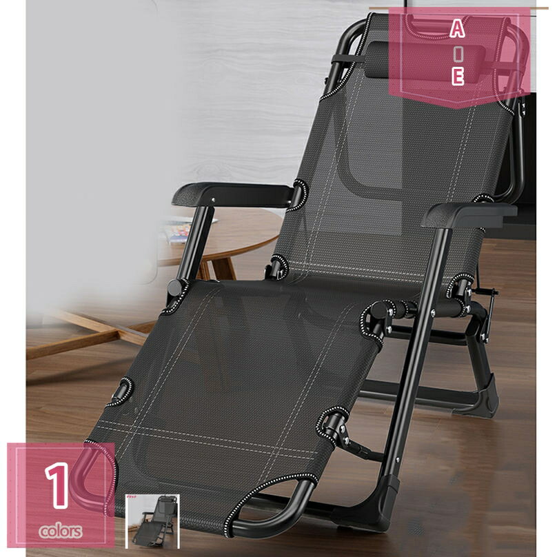 折りたたみチェア リクライニングチェア オフィスチェア ひじ掛け付き ヘッドサポートバー 枕付き 完成品 すぐ使える 組立不要 調節可能 人間工学 アウトドアチェア リビング バルコニー 収納スペース ハイバック 昼休み 昼寝 レジャーベッド ワークチェア