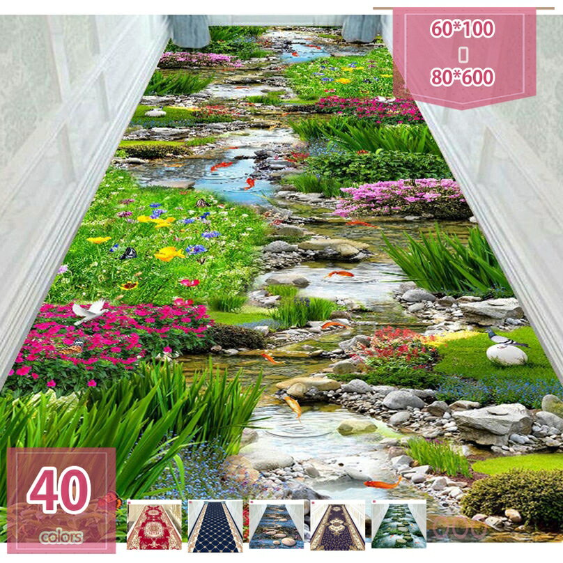 500円OFFクーポン ロングカーペット 台所 北欧風 爽やか シンプル 冷房 ロングマット 四季通用 3D 廊下敷き 綺麗 防音 防カビ 防ダニ 洗えるラグ 滑り止め付 抗菌 防臭 寝室マット 静電気防止 廊下敷 入り口 防汚 インテリア ホテル 業務用 幾何学 holosbird-goods1